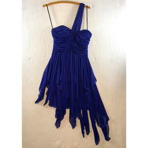 Vintage Women Y2K Formal Dress Sz 5 Purple One Shoulder Jellyfish Hem Fairy Prom